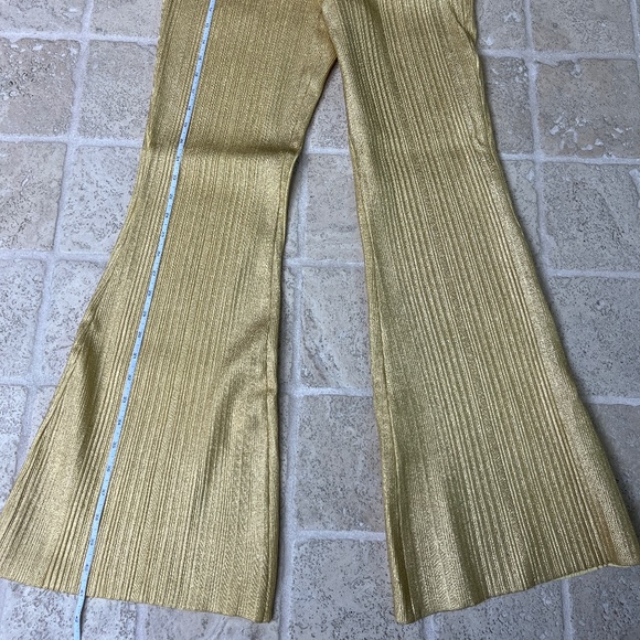 Gold lame stretch flare leggings Herve Leger. Size M - Picture 6 of 6